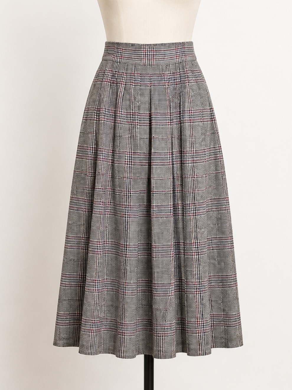 Christian Dior Vintage Wool Plaid Pleated Academia Maxi Skirt Size 8